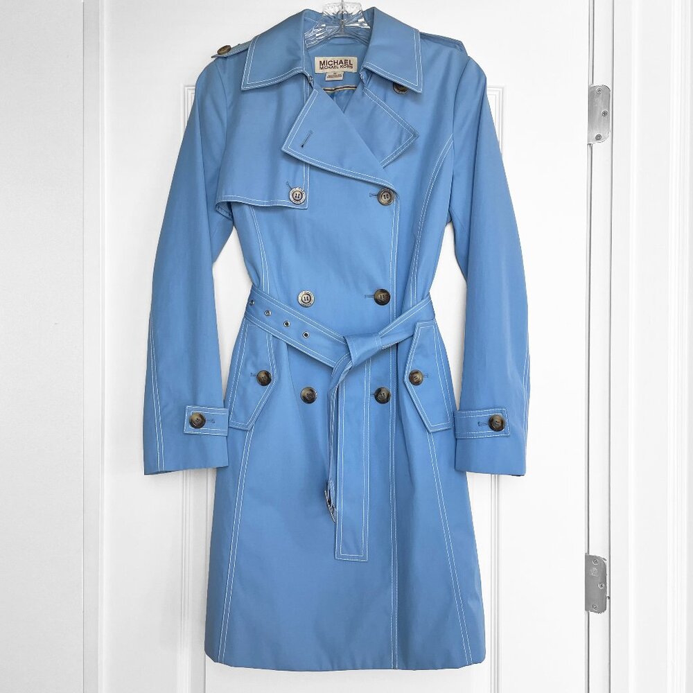 Light Blue Michael Kors Waterproof Trench Rain Coat XS
